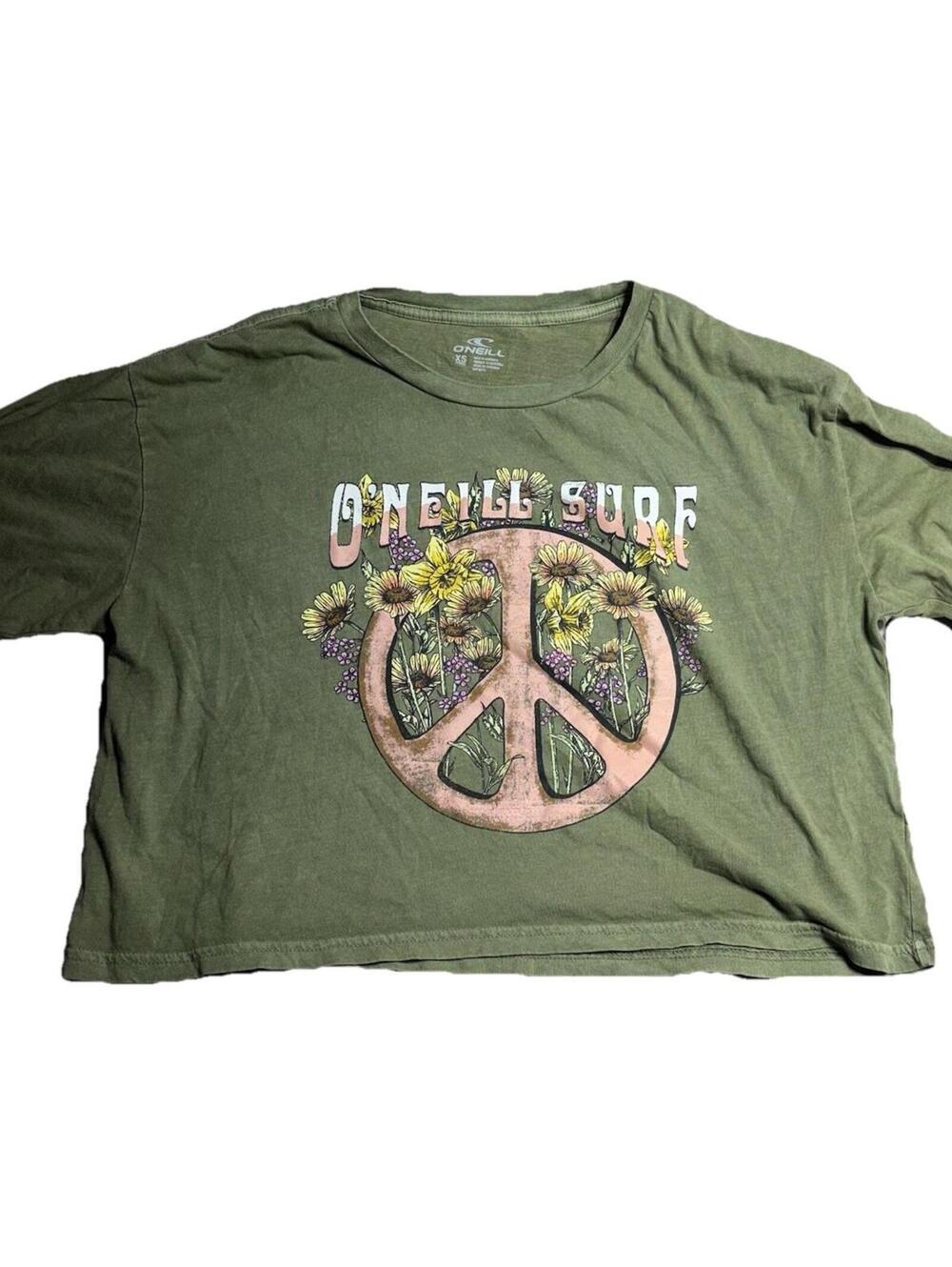 O’Neill Surf Crop Tee - Size XS Sunflowers Green Floral Oversized